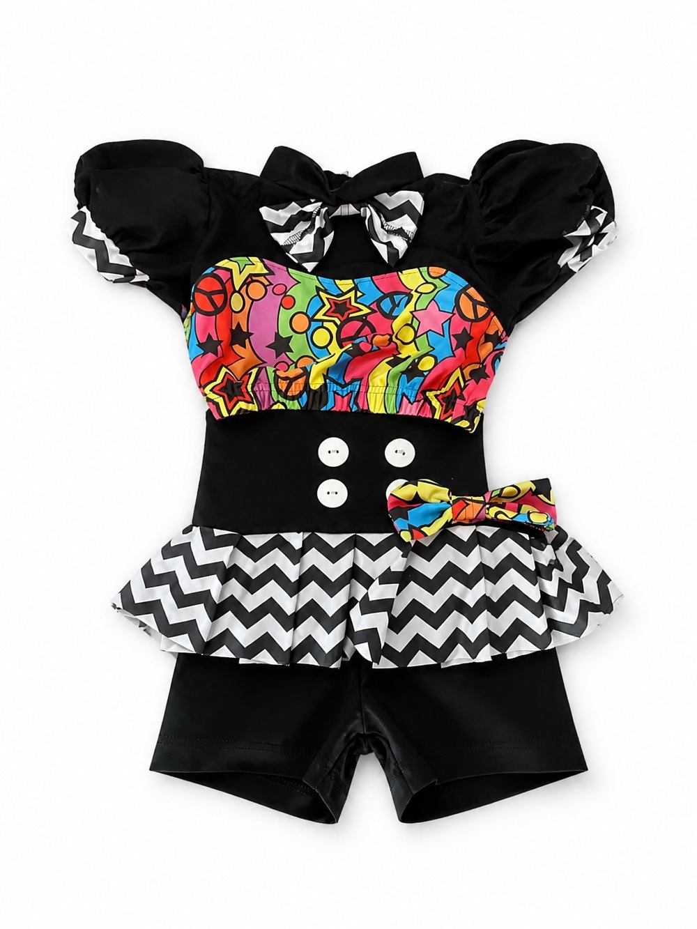 Kids Multicolor Pop Dance Costume with Black Accents StarMaker